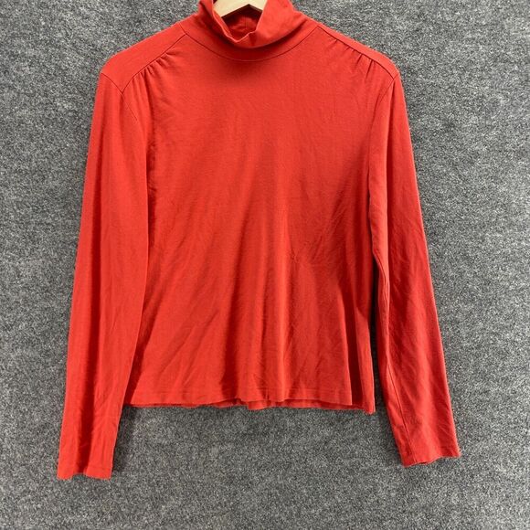 Talbots Top Women PM Petite Red Turtleneck Long Sleeve Rayon Pullover Casual - Picture 4 of 9